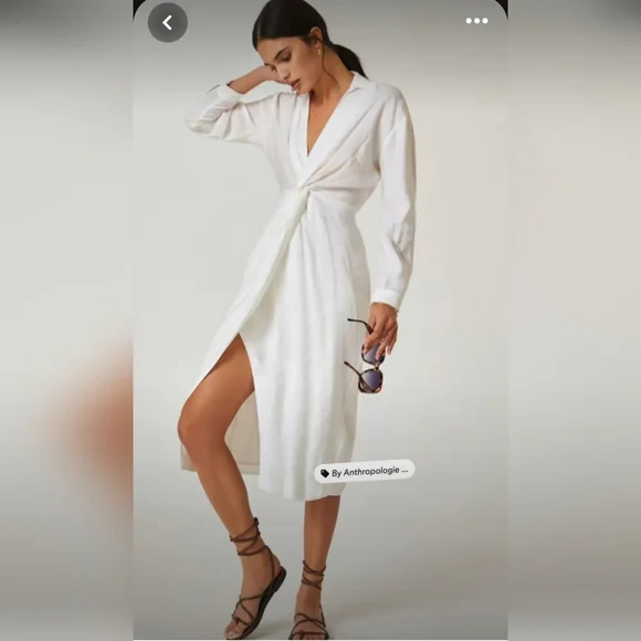 Anthropologie V-neck knot Front Midi Dress - Picture 1 of 13